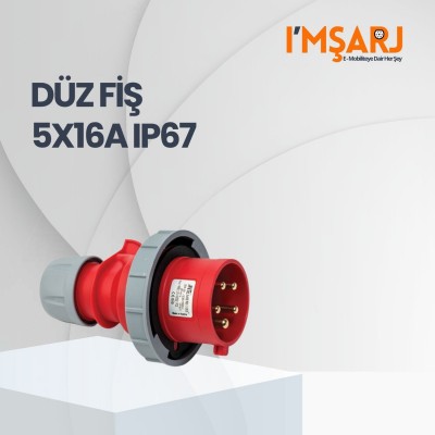 5x16A IP67 Trifaze Düz Fiş (Vidalı Bağlantı / 380V Sanayi Tipi Su ve Toz Geçirmez Erkek CEE Fiş)