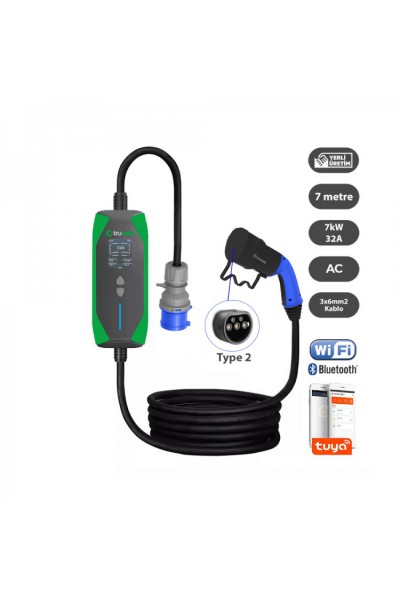 Truwatt ZT307 Taşınabilir Elektrikli Şarj Cihazı 32A/7kW/220V (7 metre)
