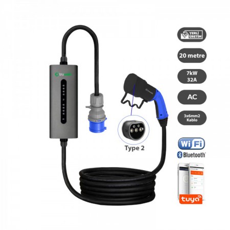 Truwatt ZTA320 Taşınabilir Elektrikli Şarj Cihazı 32A/7kW/220V (20 metre)