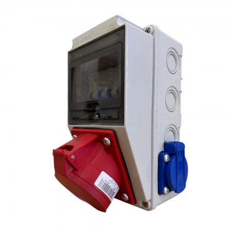 Tekli Montajlı Kombinasyon Kutusu 5x32A ve 1x16A Priz ve Sigortaları içerisinde